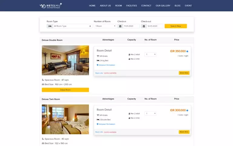 Booking page